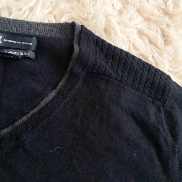 INC International Concepts | Black V-Neck Wool Blend Sweater XL - Picture 10 of 10